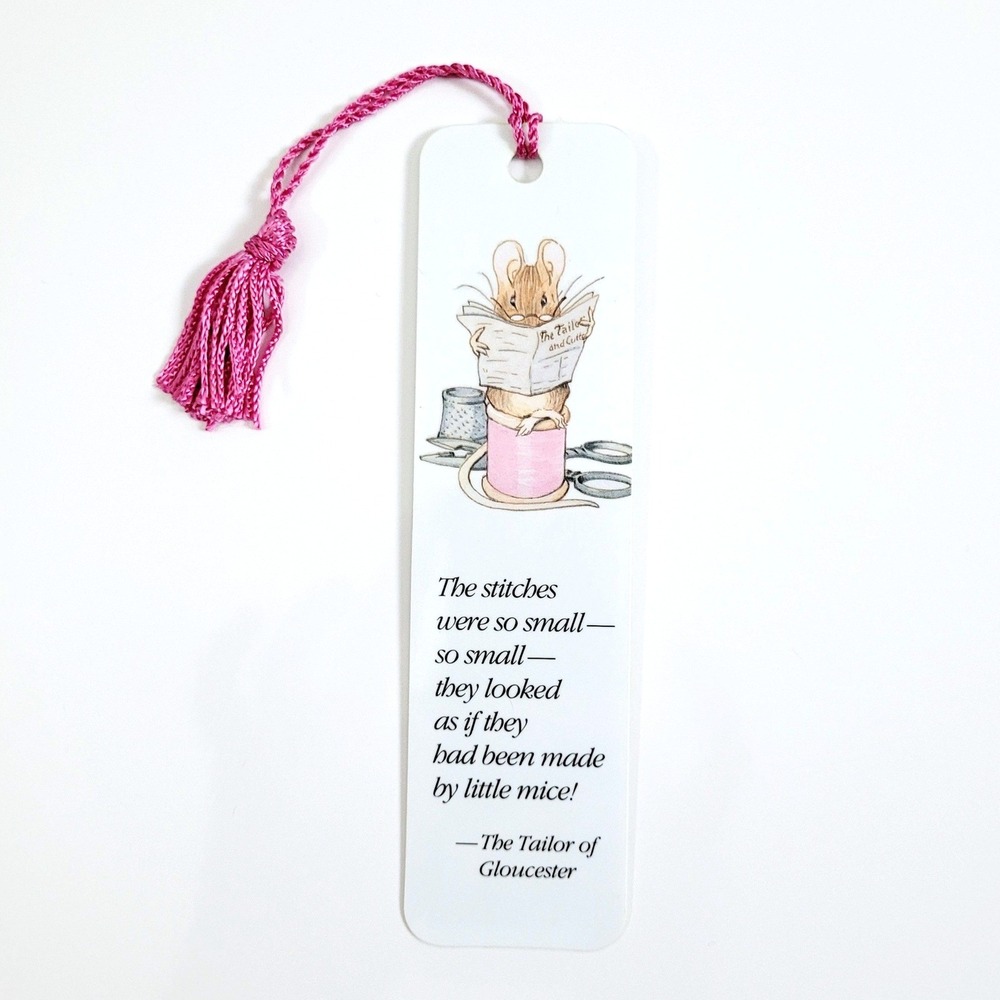 Vintage 80s Beatrix Potter Tailor Gloucester Mouse Bookmark, 1988 Antioch H-1160